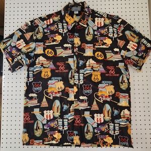 ​Vintage 90s High Seas Trading Co Route 66 All Over Print Shirt XLT Men USA